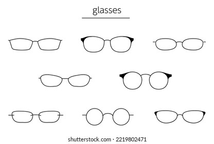 Frameset of glasses, simple line drawing