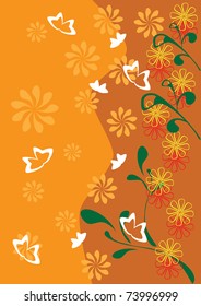 Framework with butterflies and flowers. illustration.