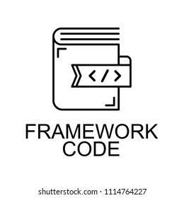 framework code icon. Element of web development signs with name for mobile concept and web apps. Detailed framework code icon can be used for web and mobile on white background