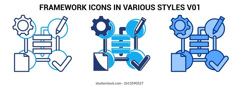 Framework icon represented by diagram framework Blue, Dualline, Dualtone style.