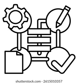 Framework icon represented by diagram framework Line style.