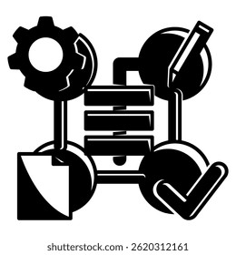 Framework icon represented by diagram framework Black Filled style.