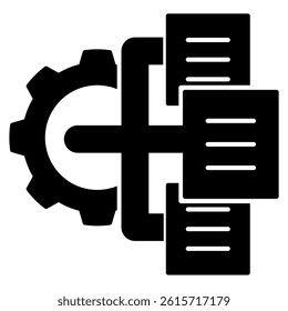 Framework icon represented by gear, diagram Black Filled style.