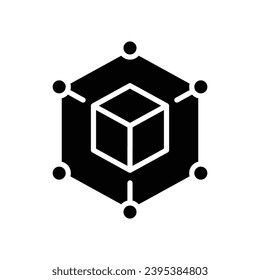 Framework icon. Simple solid style. Cloud, native, react, atom, computer technology concept. Black silhouette, glyph symbol. Vector illustration isolated.