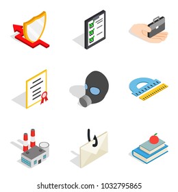 Framework Icons Set. Isometric Set Of 9 Framework Vector Icons For Web Isolated On White Background