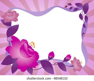 Framework with the image of beams, flowers, stalks with leaves and buds