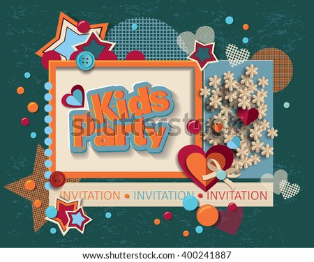 framework for invitation or congratulation for happy birthday. scrapbook elements.  Design template for you text.