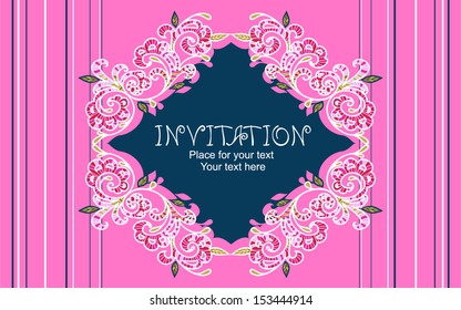 Framework for invitation with filigree ornament on a dark background 