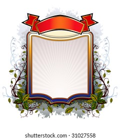 Framework with leaves, stalks and a ribbon