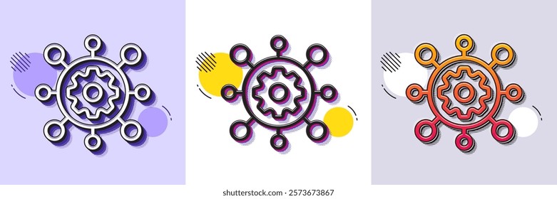 Framework line icon. Halftone dotted pattern. Gradient icon with grain shadow. Service maintenance sign. Execute development symbol. Line framework icon. Various designs. Vector