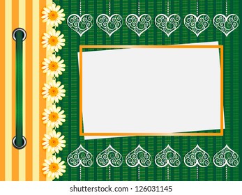 Framework for a photo or invitations. A green bow.