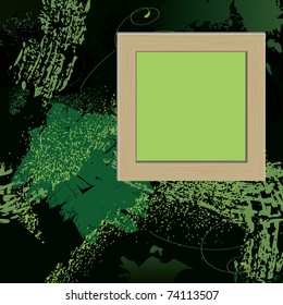 Framework for photo on green grunge background. Vector illustration