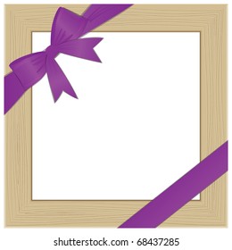 Framework for photo with violet bow. Vector illustration