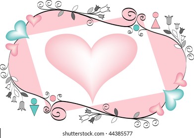 Framework for the text in the form of the letter with pink heart