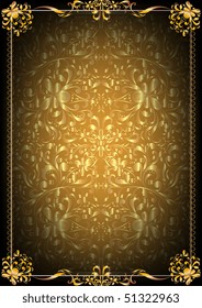 Framework with a vegetative ornament for the text on a dark blue background