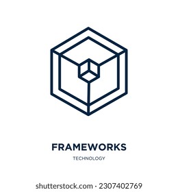 frameworks icon from technology collection. Thin linear frameworks, framework, frame outline icon isolated on white background. Line vector frameworks sign, symbol for web and mobile