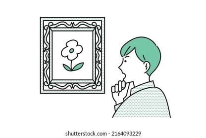 Framing effect Illustration of a man watching a painting