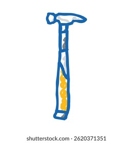 Herramienta de martillo de encuadre Vector de dibujo de icono de doodle. signo de herramienta de martillo de encuadre. ilustración de símbolo aislado