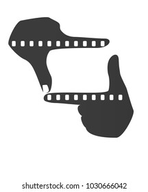 Framing hands symbol. Vector illustration of director's/
photographer's fingers cropping photo or video frame. Viewfinder gesture.