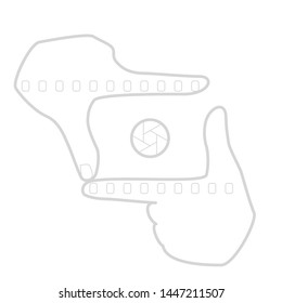 Framing hands symbol. Vector illustration of director's/photographer's fingers cropping photo or video frame. Outlined. Viewfinder gesture.