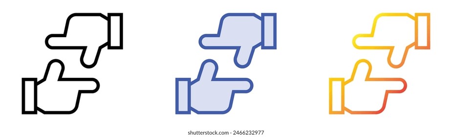 icono de encuadre. Diseño de estilo de relleno lineal, azul y degradado aislado sobre fondo blanco