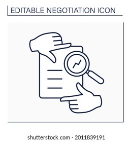 Framing line icon. Social issue. Focusing attention on one aspect of offer. Negotiation concept. Isolated vector illustration. Editable stroke