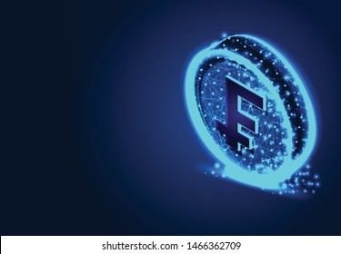 Franc coin, Business finance, Abstract Low poly Designs, from line and dot wireframe, Vector Illustration