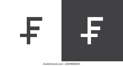 Franc currency Icon. Professional currency exchage icon, Simple design of the most popular currency symbol, Money and currency exchange in flat icons set isolated on bnw background, vector design.