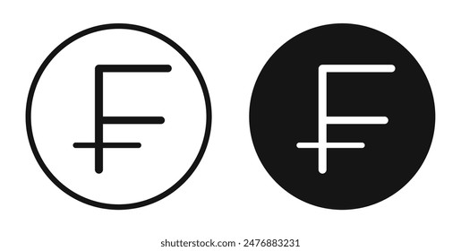 Franc flat liner sign set. flat liner icon set.