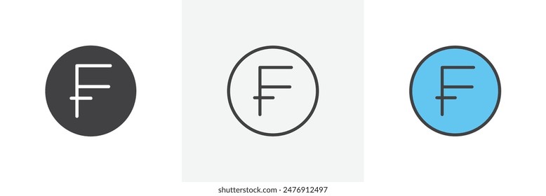 Colección de signo de línea fina plana Franc. colección de icono de línea fina plana.