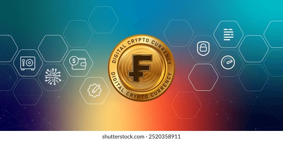 Francia Francia cripto moneda digital dinero blockchain ilustración de moneda tecnología financiera