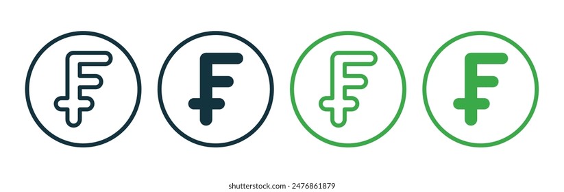 Franc line vector sign set.