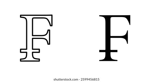Franc sign flat simple vector icons illustration set.