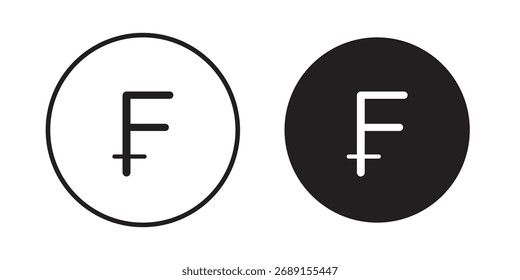 Vector de icono de signo de franco en diseño plano simple, contorno.