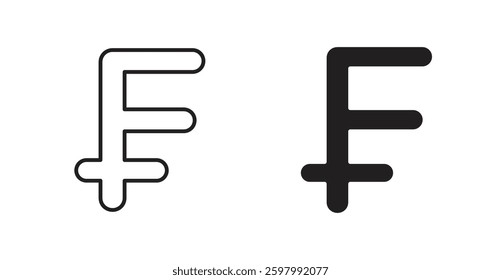 Franc sign line icon vector set.