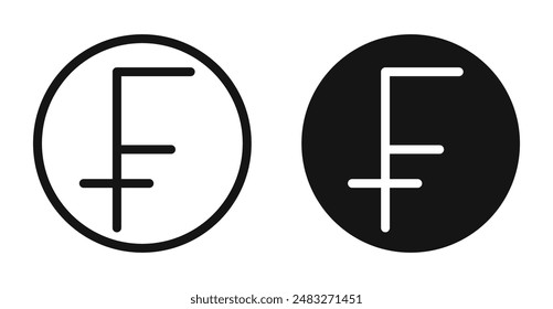 Franc sign outlined icon vector collection.
