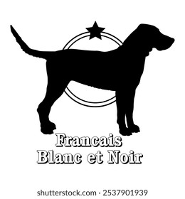 Francais Blanc et Noir cão silhueta, cão, raças de cães, logotipo, vetor, silhueta, design de logotipo, animal, ilustração, ícone, sinal, design, preto, símbolo, pet