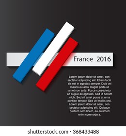 France in 2016. French flag colors on black background. Vector illustration for your business.