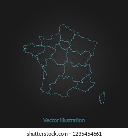 France 2016 map - Abstract mash line and point scales on dark background with France 2016. flat design style, clean and modern. Vector Illustration eps10