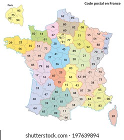 france 2-digit postcodes map