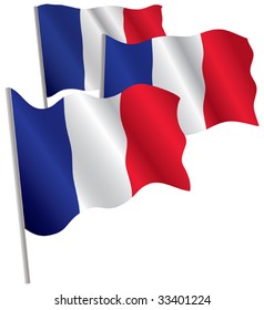 France 3d flag. Vector illustration. Isolated on white.