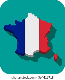 France - 3D map and flag