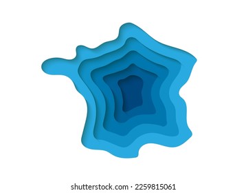 France 3d symbol in paper cut style. France map illustration design. Country map cut out of paper banner. Illustration for website design