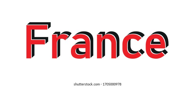Frankreich 3D-Text mit Schattengrafik der Vektorillustration