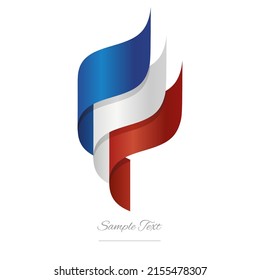 France abstract 3D wavy flag blue white red modern French ribbon torch flame strip logo icon vector