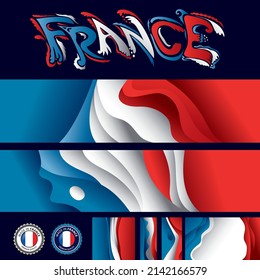 France Abstract Flag Artwork Collection, French Flag Colors (Vector Art)