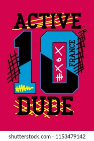 france active dude,t-shirt design