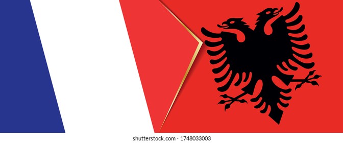 Banderas de Francia y Albania, dos banderas vectoriales símbolo de relación o enfrentamiento.