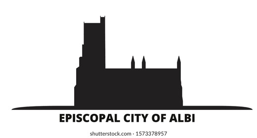 France, Albi city skyline isolated vector illustration. France, Albi travel black cityscape