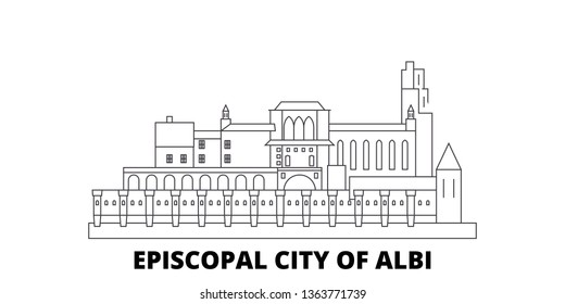 France, Albi Landmark line travel skyline set. France, Albi Landmark outline city vector illustration, symbol, travel sights, landmarks.